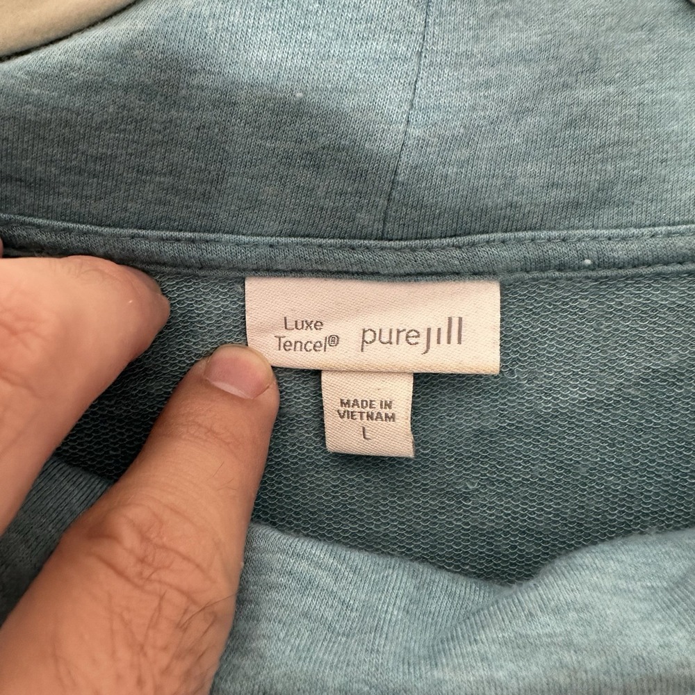 J. Jill Pure Jill Luxe Tencel Cowl‎ Neck Top L Teal Asymmetric Hem Comfycore - Picture 4 of 9